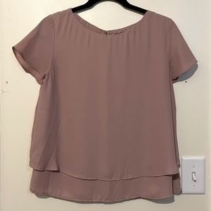Forever 21 Pink Scoop Neck Double Layered Blouse (Size M)